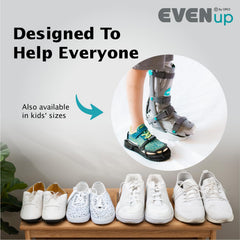 EVENup colocado en pie izquierdo y derecho mostrando versatilidad