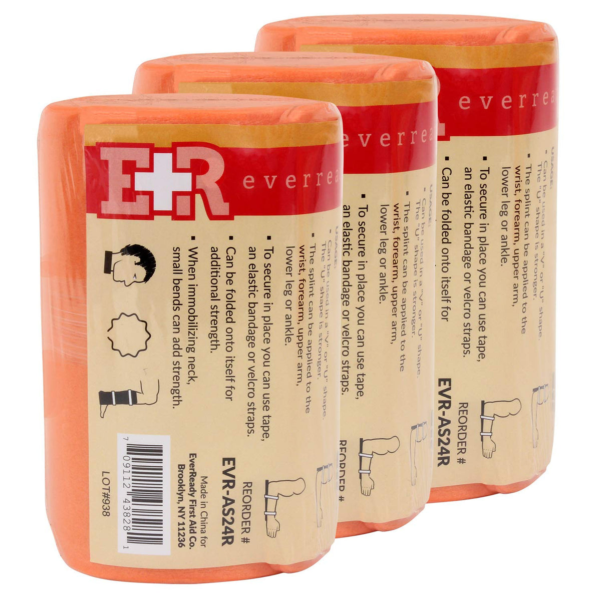 Ever Ready First Aid férula frontal empaquetada, almacenamiento compacto