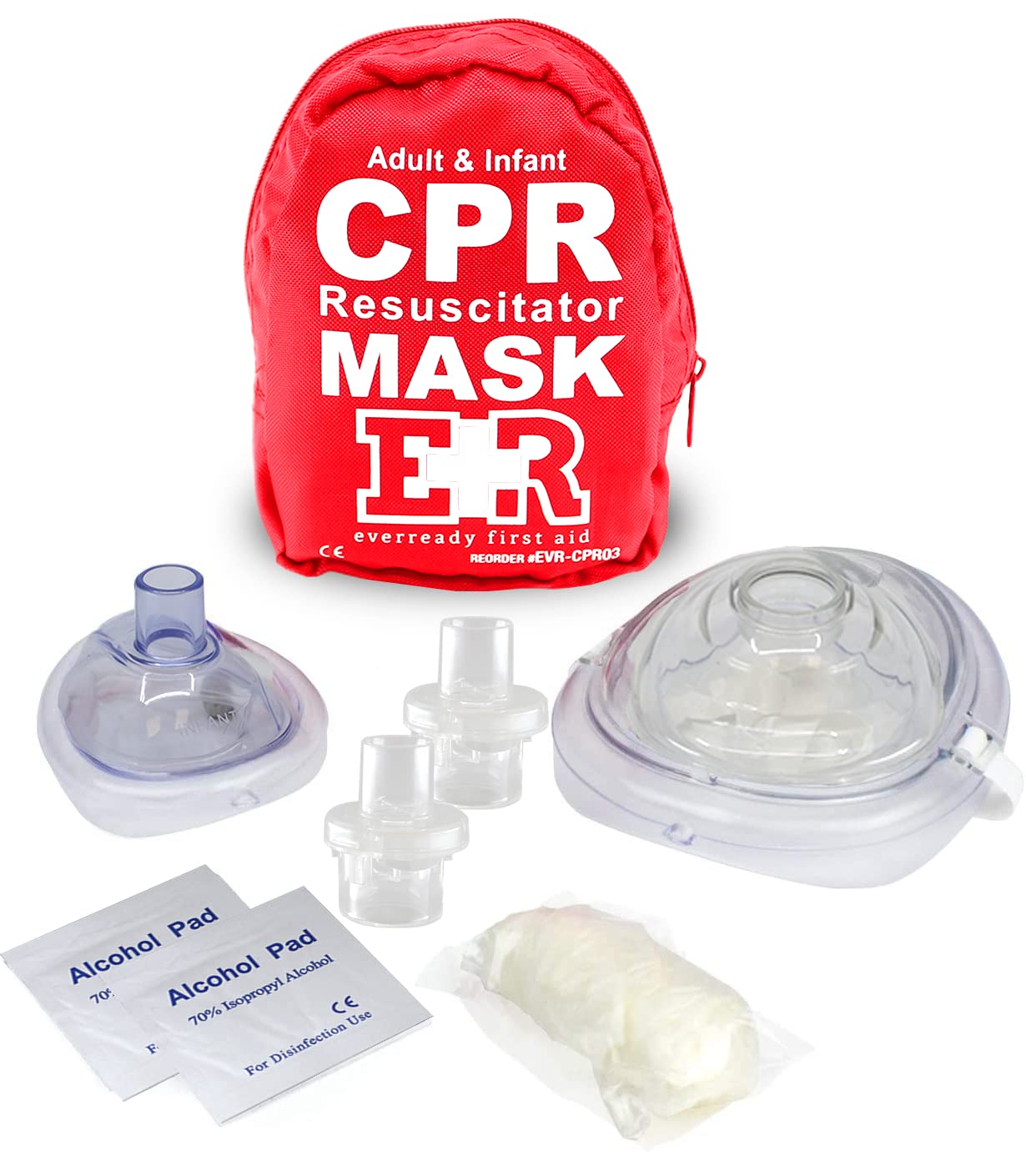 Ever Ready First Aid máscara adulto frontal mostrando ajuste seguro