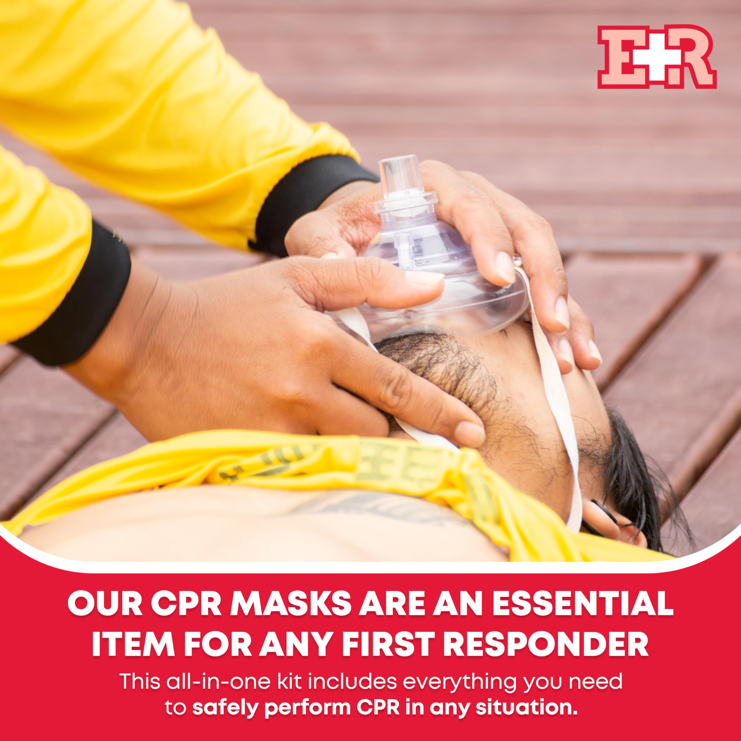 Ever Ready First Aid mascarilla para adulto detalle de correa y válvula, ajuste seguro