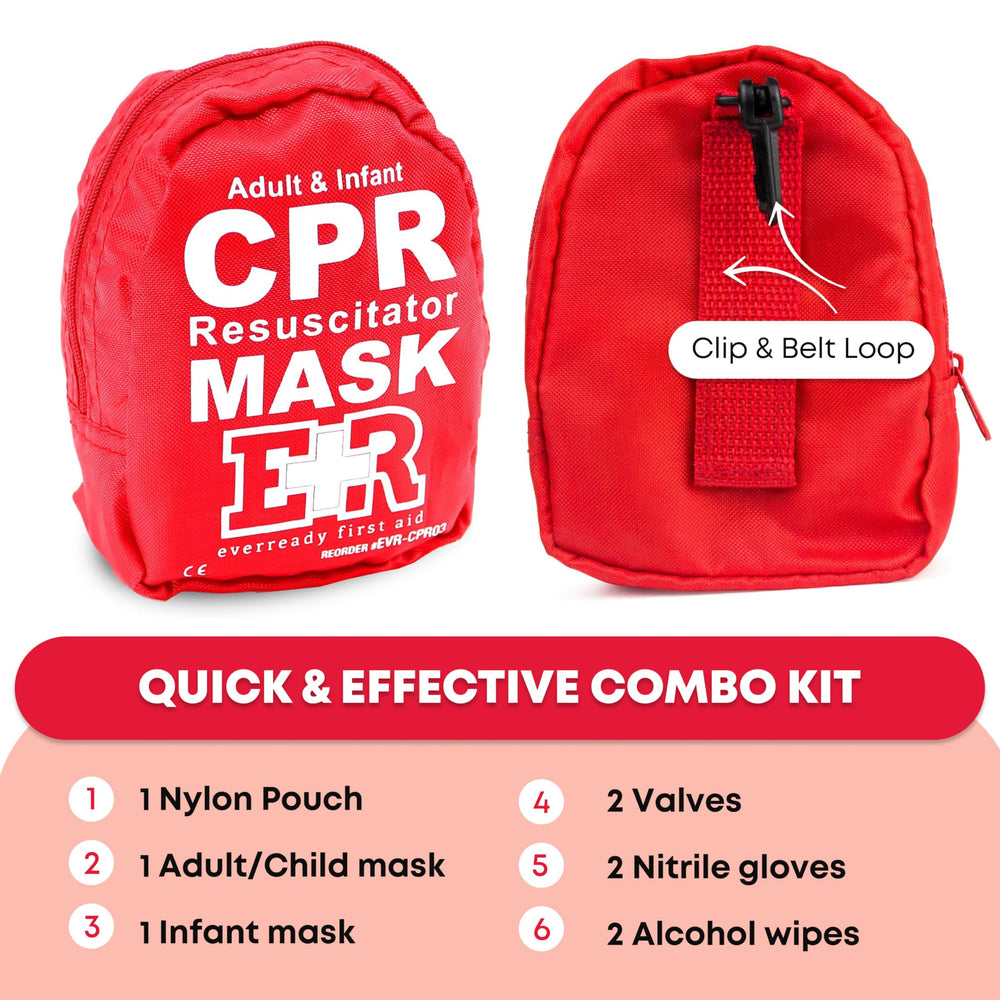 Ever Ready First Aid mascarilla infantil mostrando sello facial para respiración segura