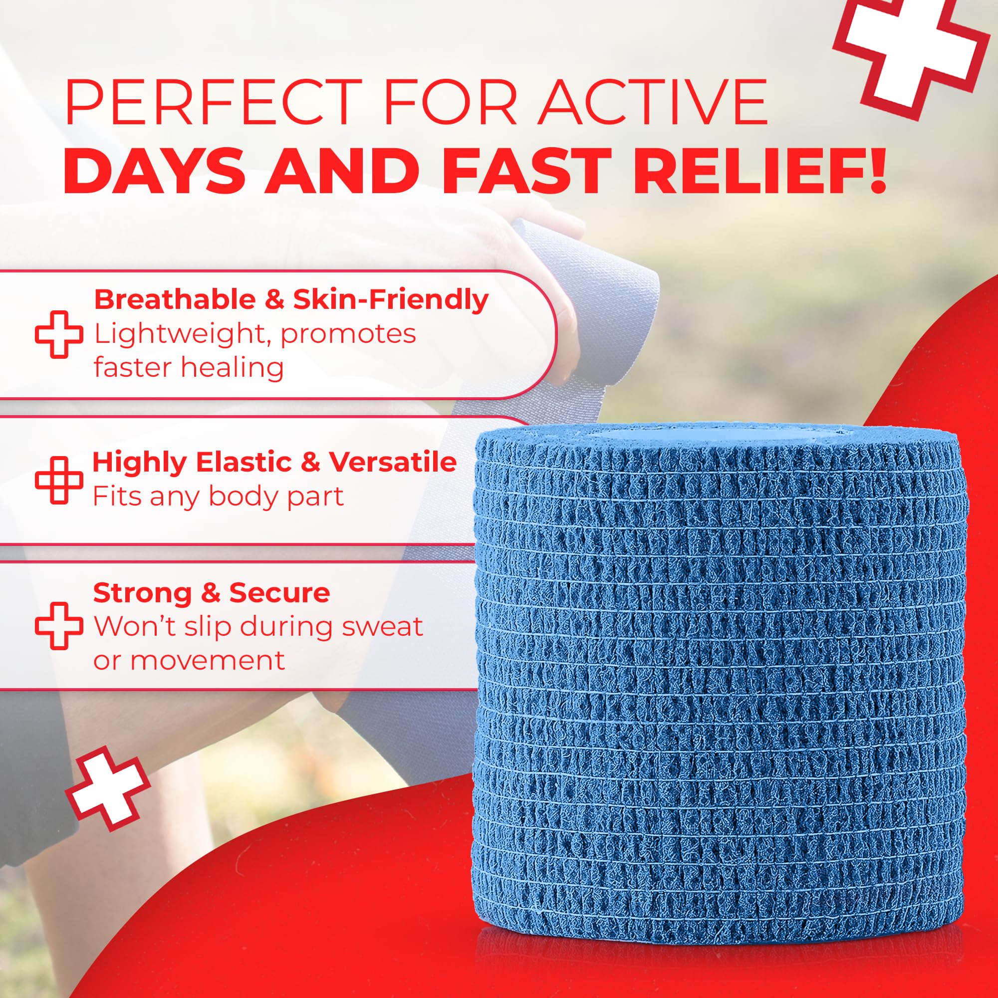 Ever Ready First Aid detalle de textura elástica que garantiza sujeción cómoda