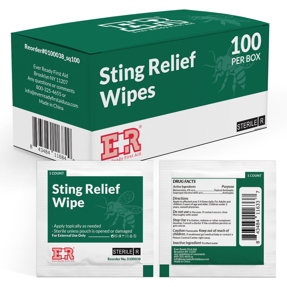 Ever Ready First Aid frente del empaque muestra caja y cantidad 100
