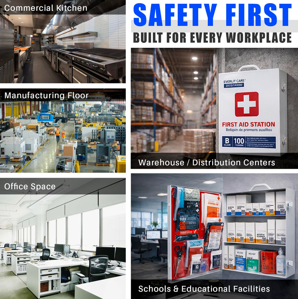 EVERLIT CARE botiquín instalado en obra mostrando accesibilidad y uso industrial