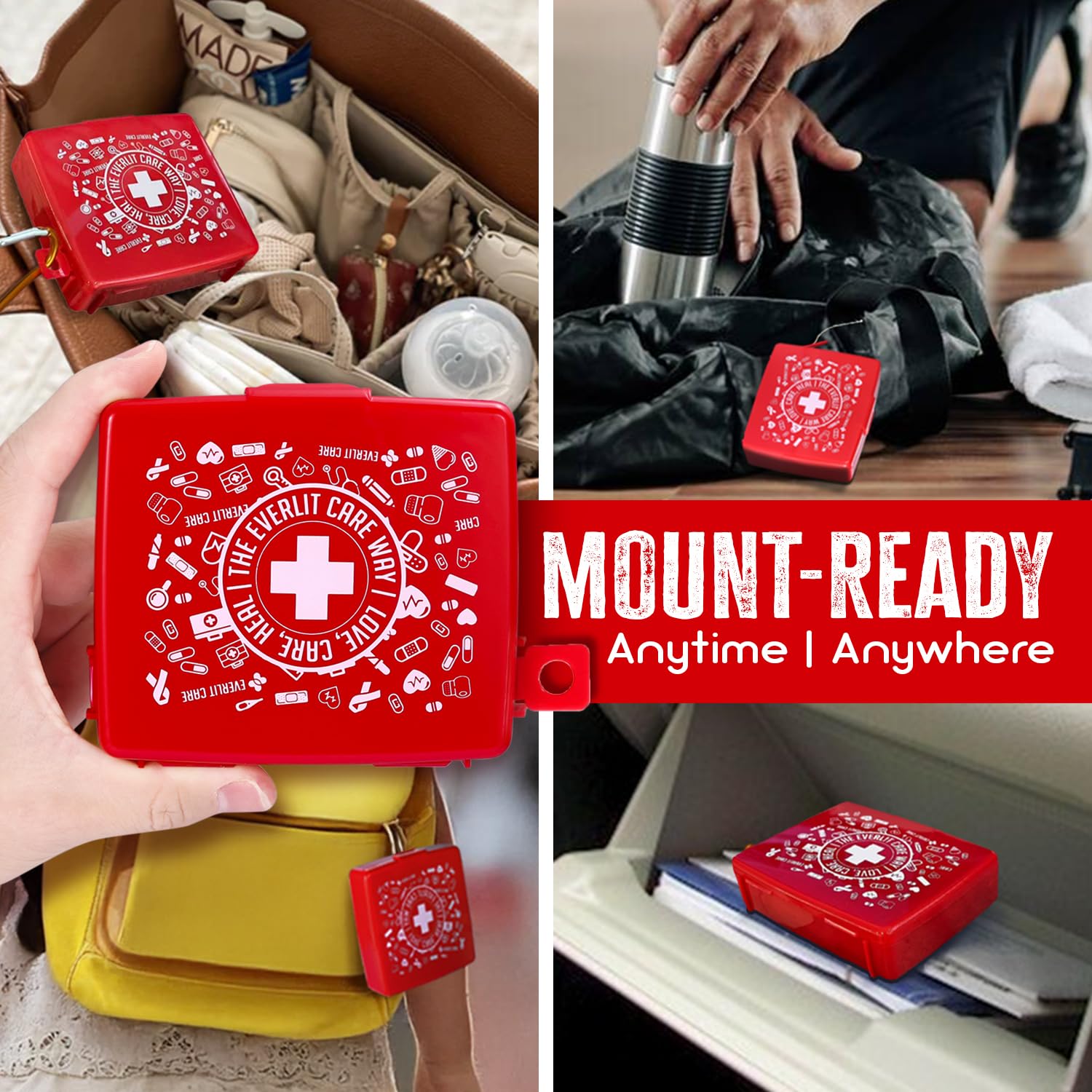 everlit care estuche en uso durante camping ofreciendo acceso rápido a vendas