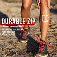 EVERLIT contenido del kit desplegado con vendajes, tijeras y Zip-Stitch listos para uso