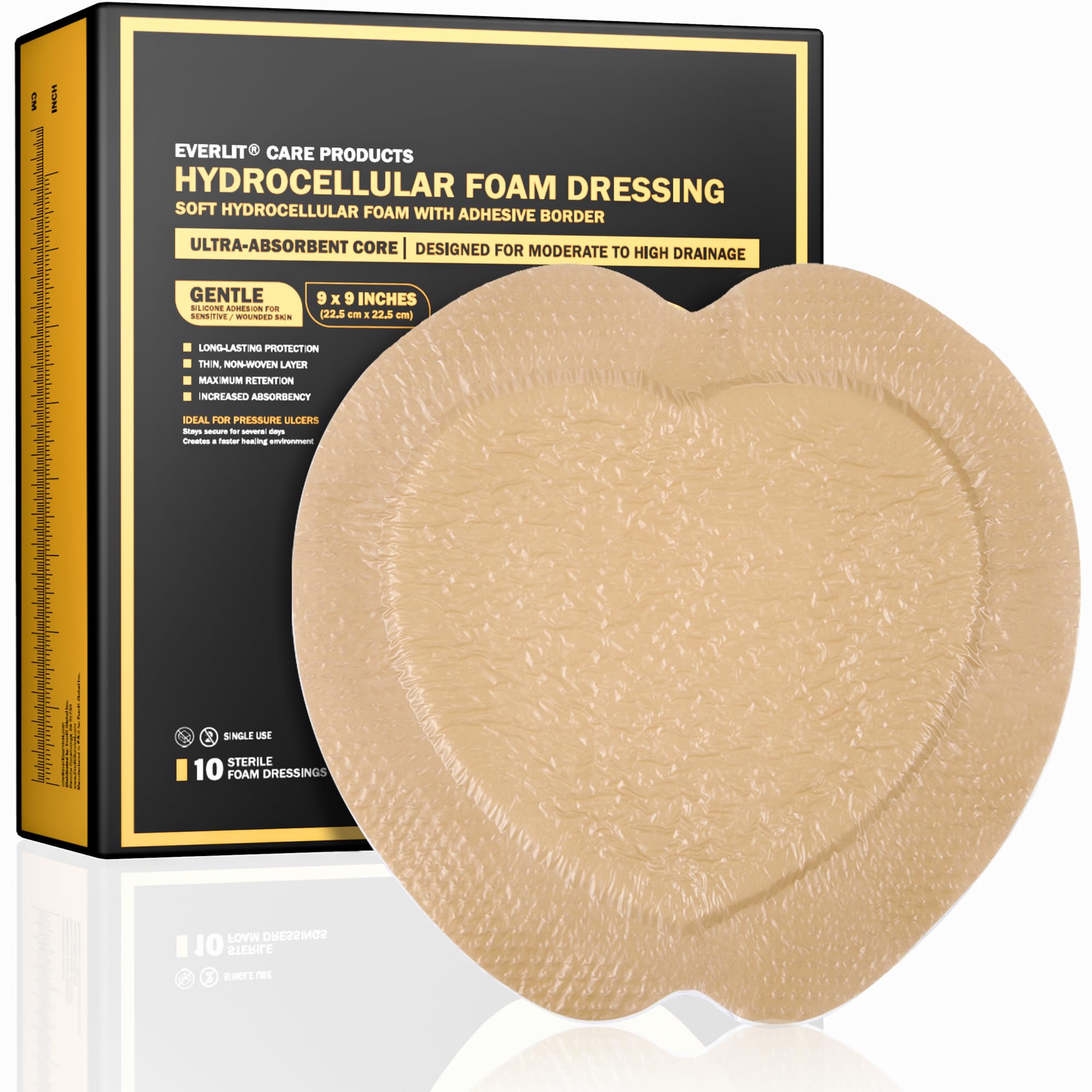 EVERLIT empaque frontal mostrando páck de 10 y ventaja esterilidad