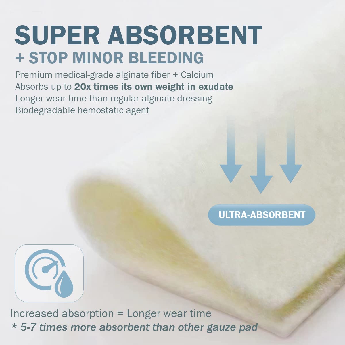 EVERLIT textura de alginato transformándose en gel que absorbe exudado