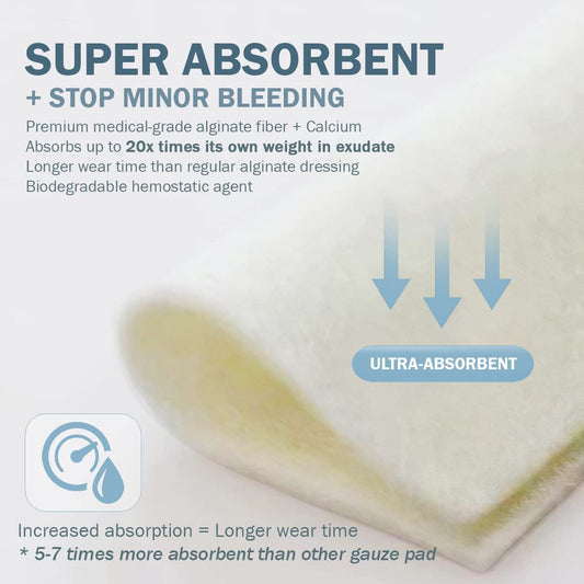 EVERLIT textura de alginato transformándose en gel que absorbe exudado