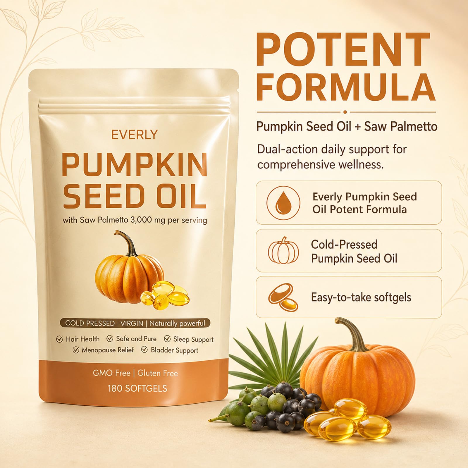 Everly Organic Pumpkin Seed - etiqueta con ingredientes y sellos de calidad visibles