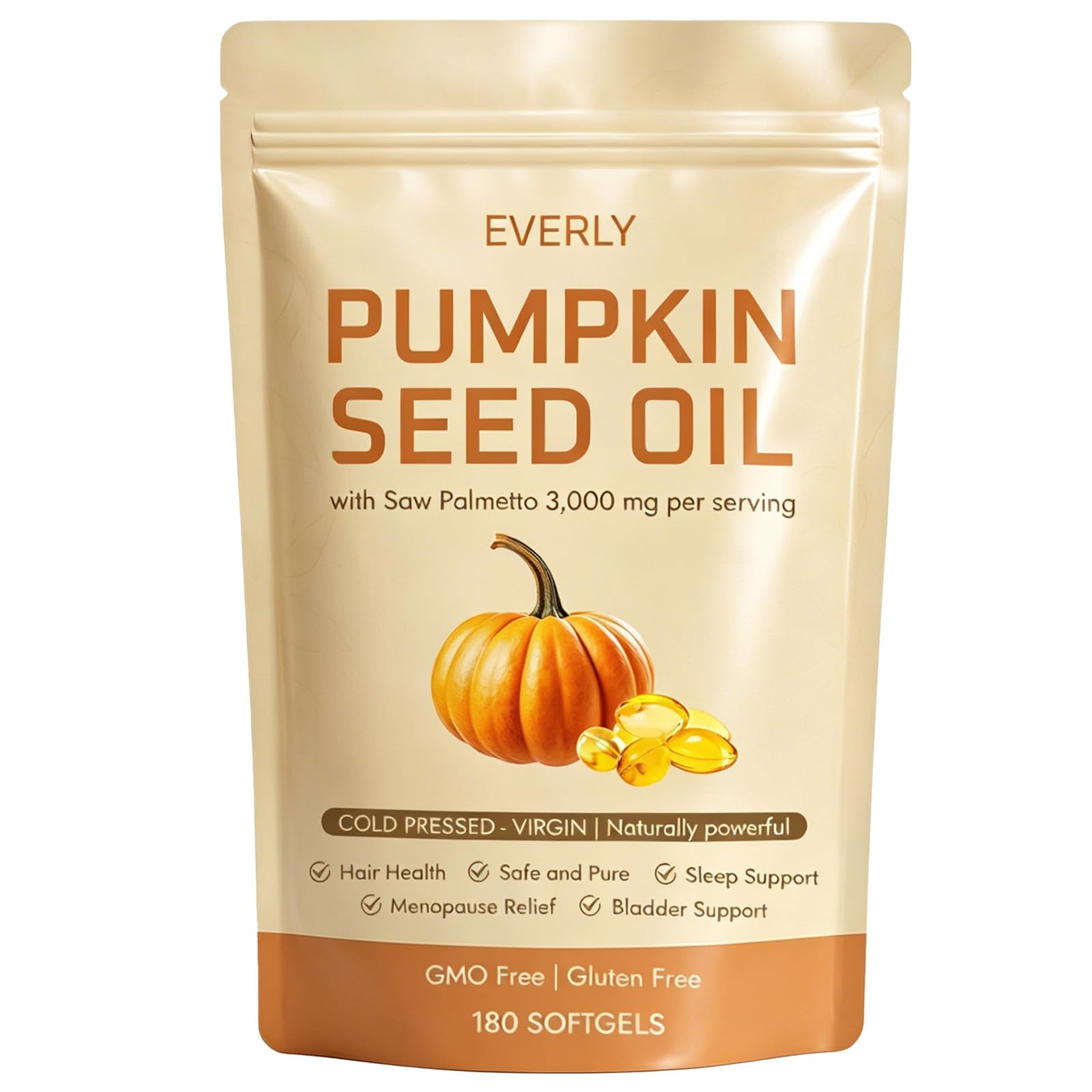 Everly Organic Pumpkin Seed - frasco frontal limpio y legible, ofrece confianza