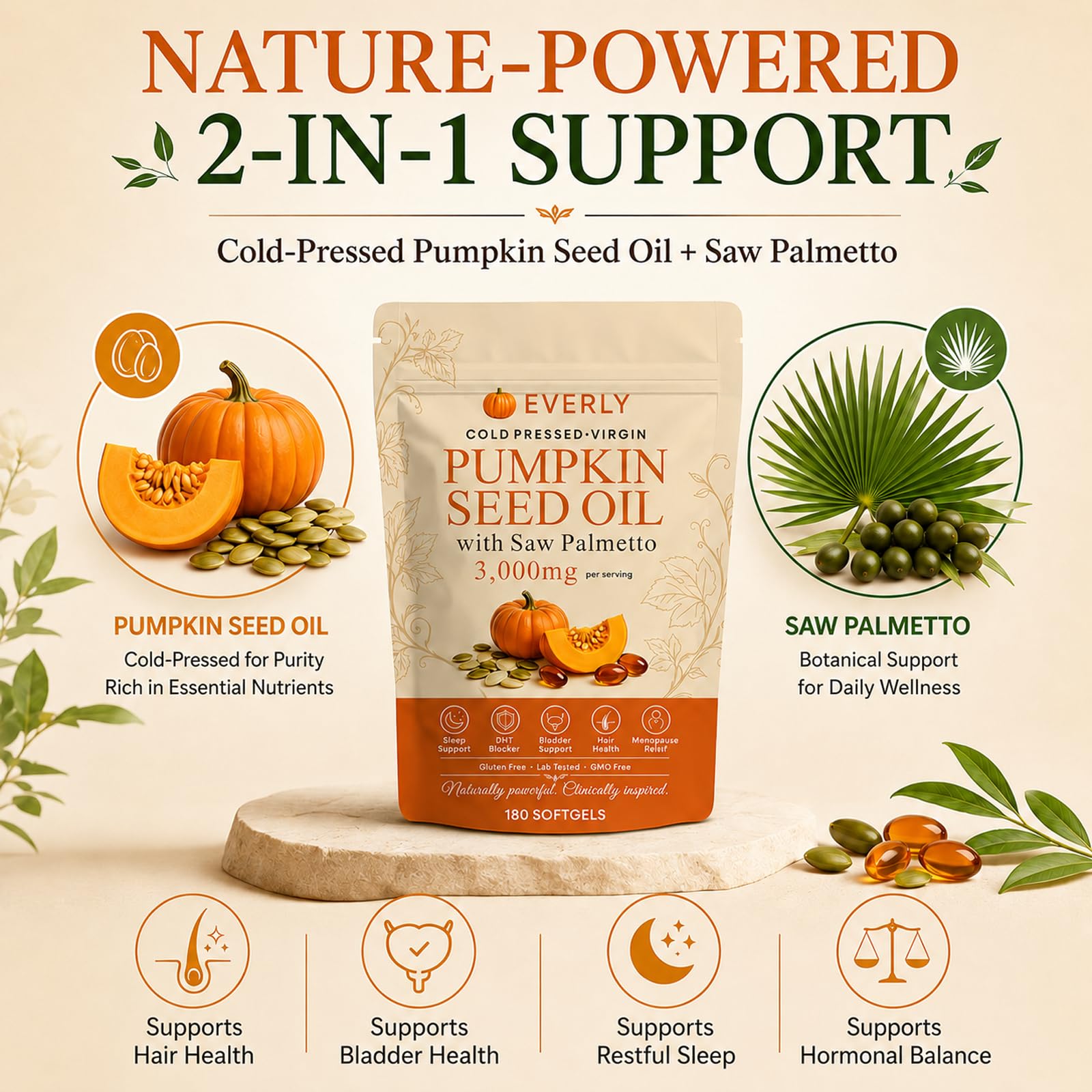 Everly Pumpkin Seed Oil primer plano de softgel, textura brillante y uniforme