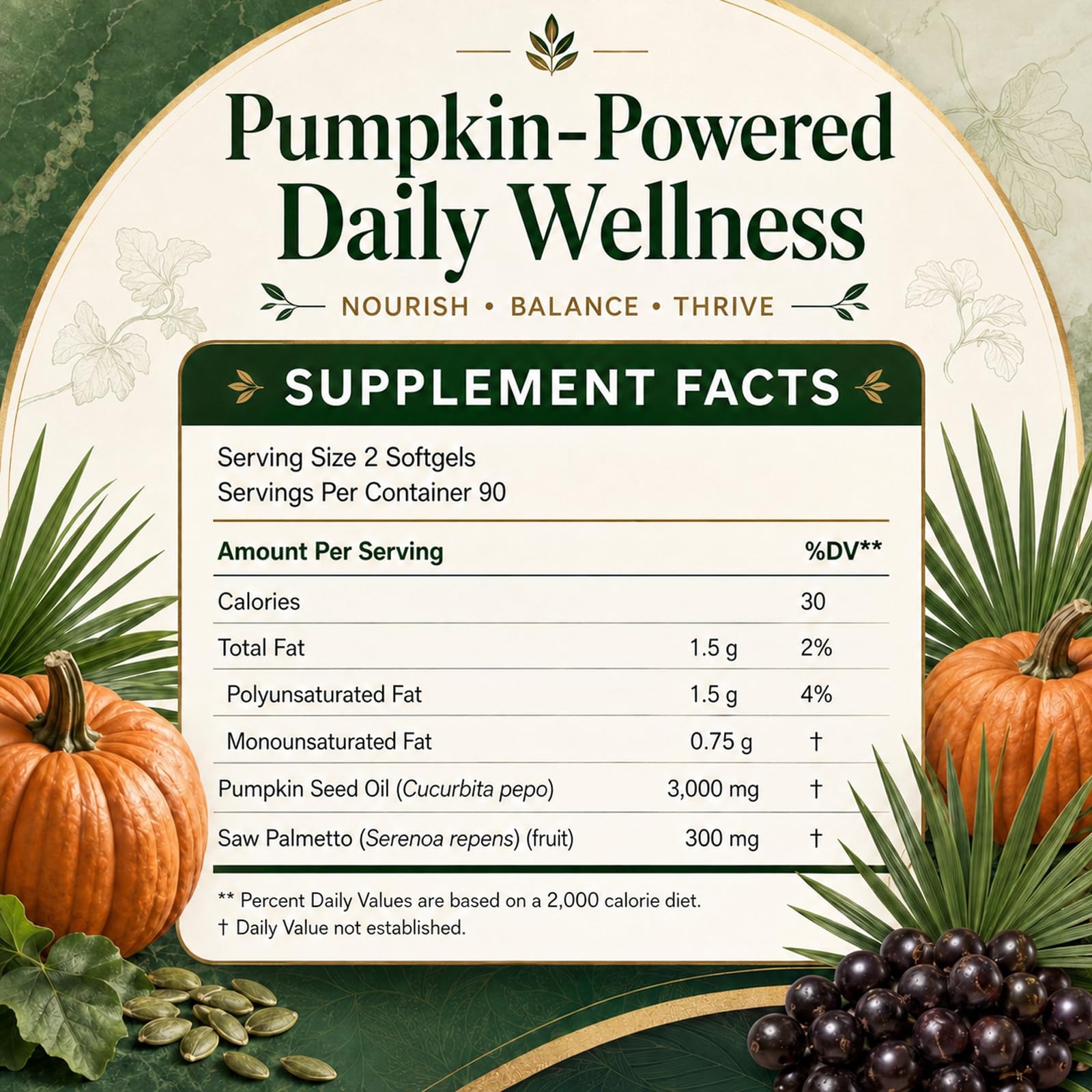 Everly Pumpkin Seed Oil cápsulas junto a accesorios de rutina diaria convenientes