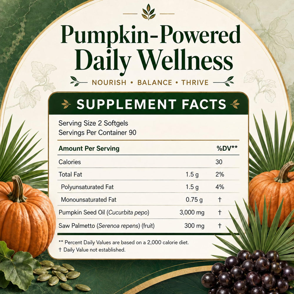 Everly Pumpkin Seed Oil cápsulas junto a accesorios de rutina diaria convenientes