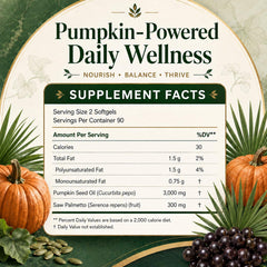 Everly Pumpkin Seed Oil cápsulas junto a accesorios de rutina diaria convenientes