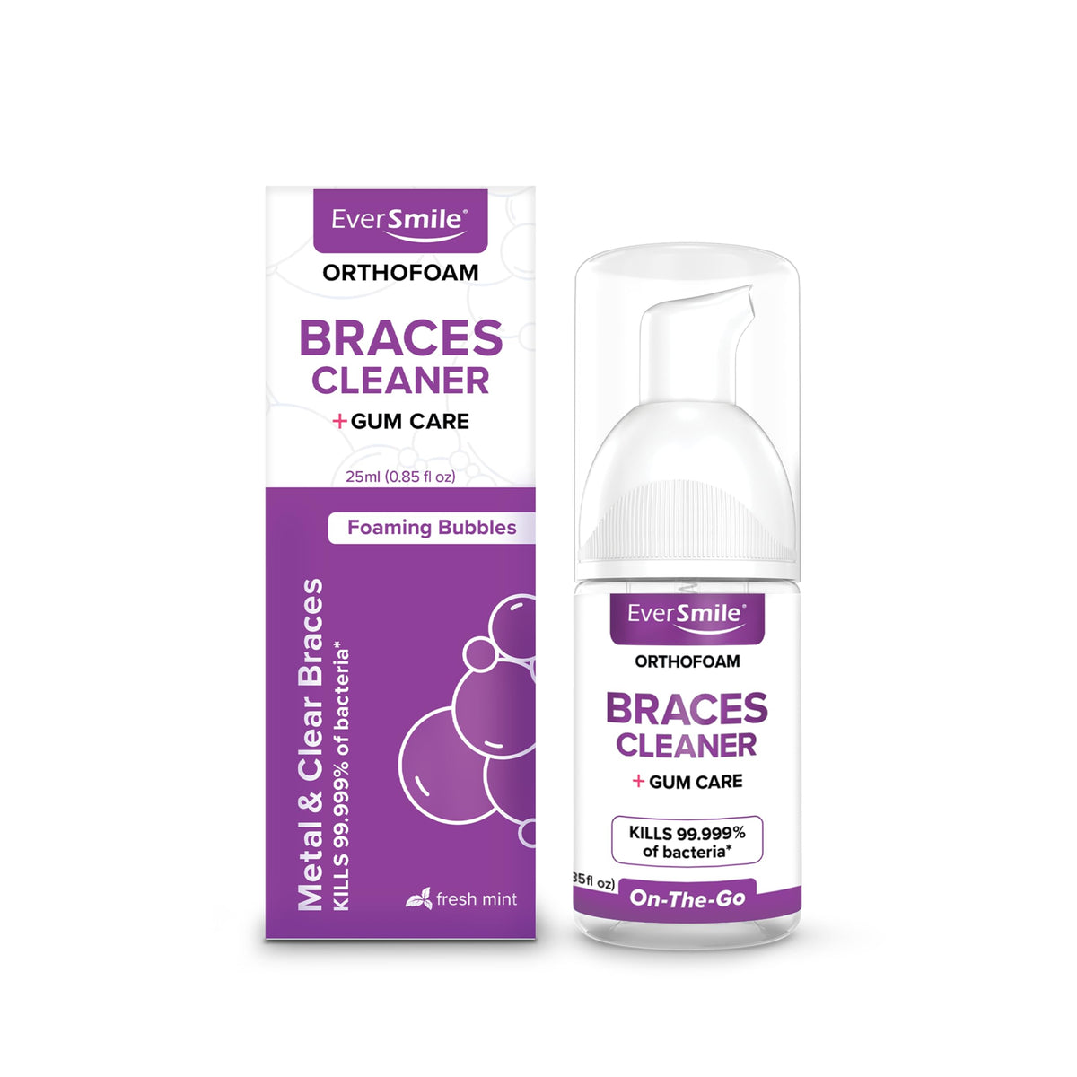 EverSmile envase frontal 25 ml mostrando diseño y beneficio portátil