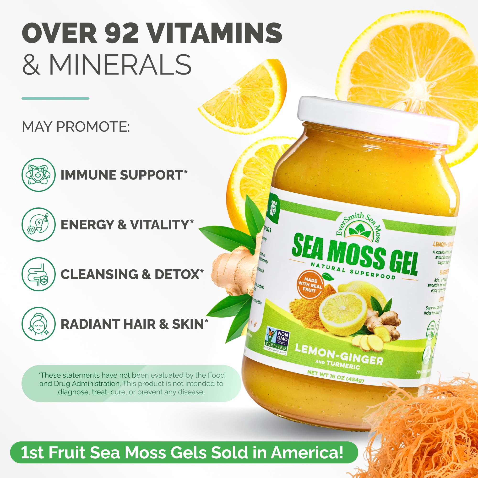 Batido verde con una cucharada de EverSmith Organics sea moss gel para cremosidad natural