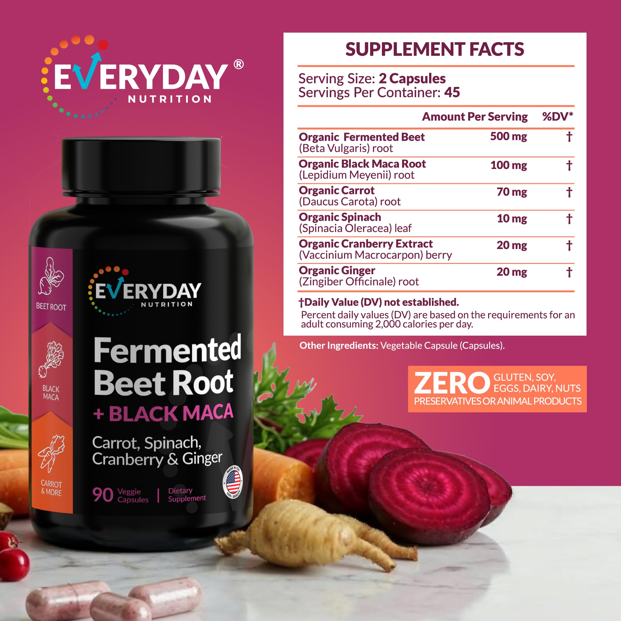 EVERYDAY NUTRITION cápsulas vegetales en mano para fácil ingestión diaria