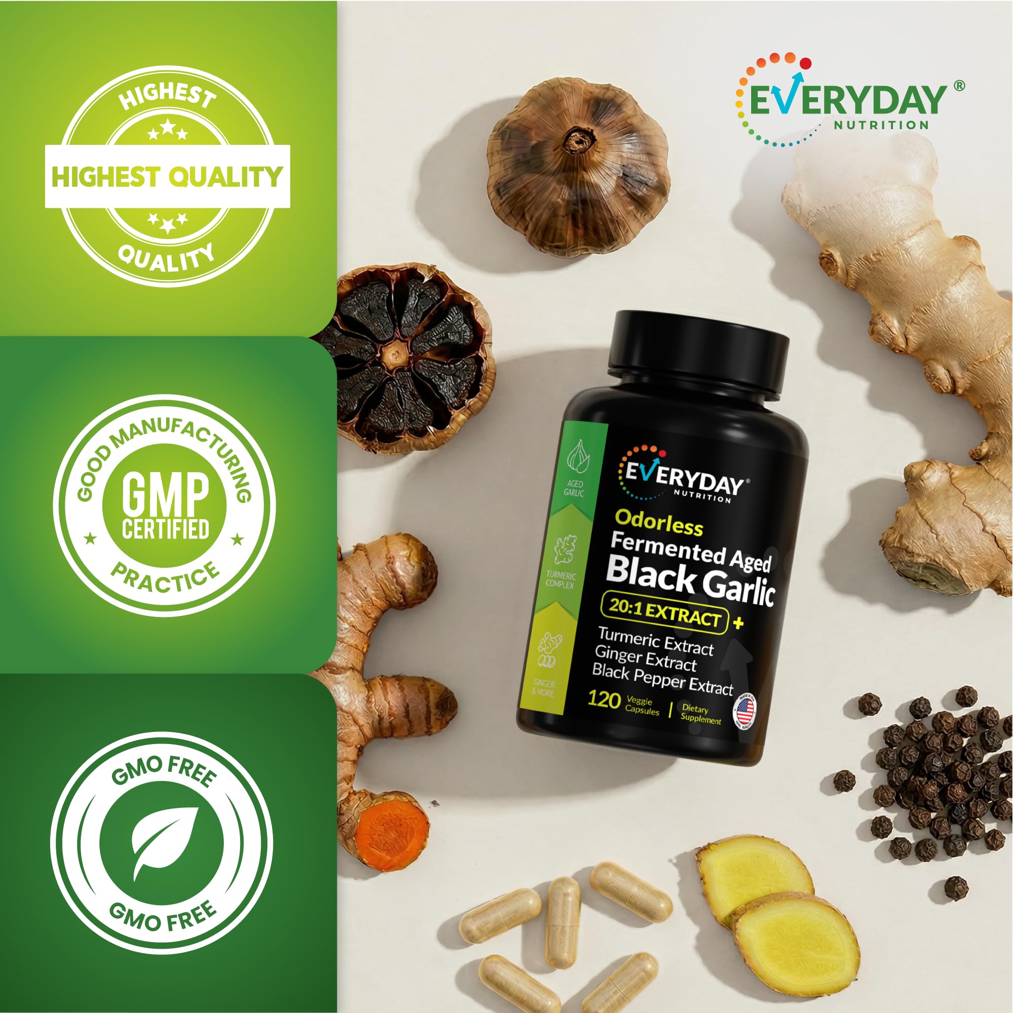 Primer plano del panel de suplemento con dosis claras EVERYDAY NUTRITION