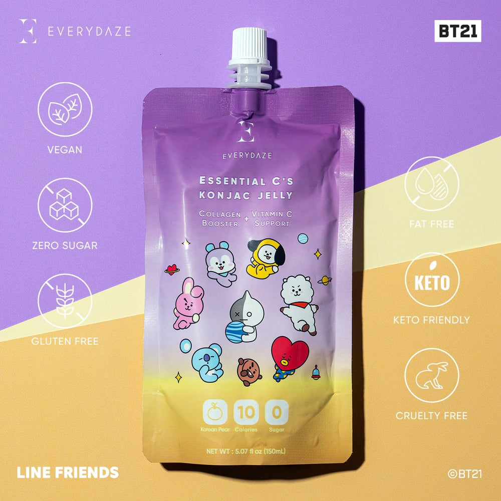E EVERYDAZE detalle del sobre y etiqueta, información clara de ingredientes
