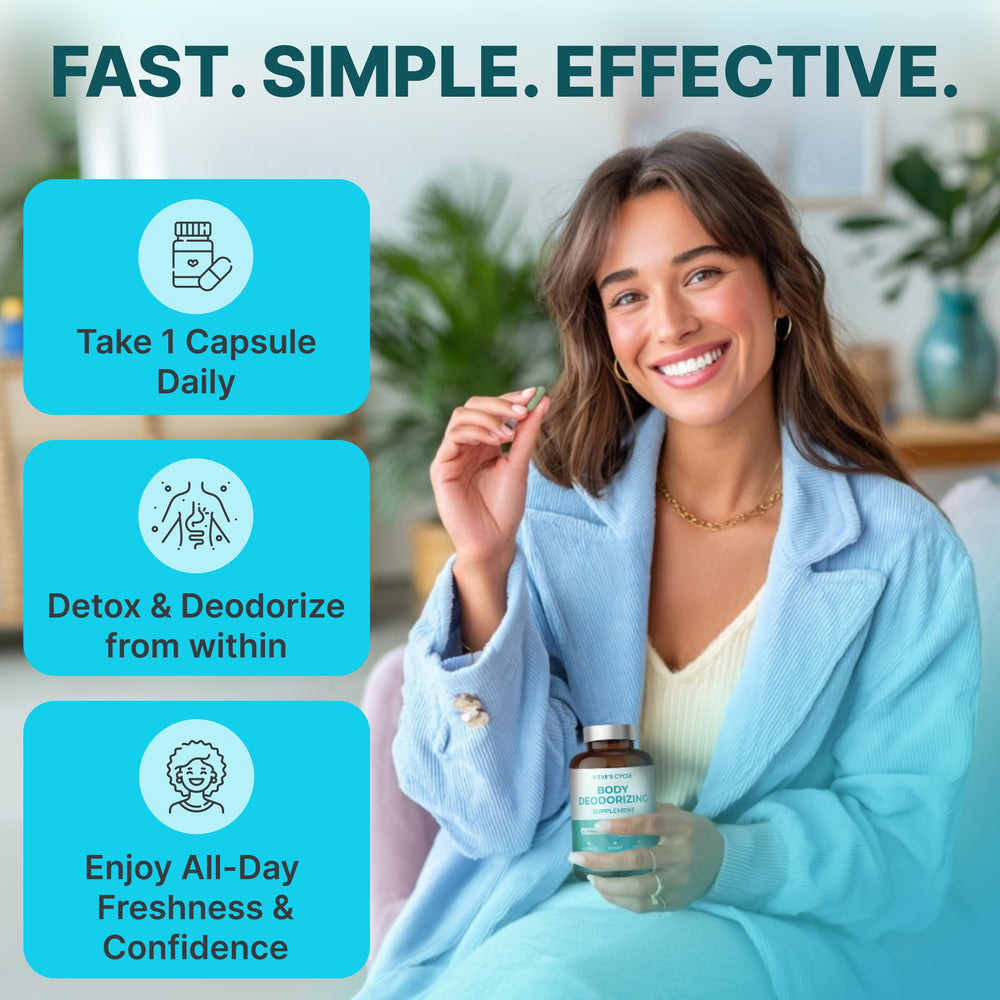 Eve's Cycle producto en mano para comparar tamaño y dosis diaria