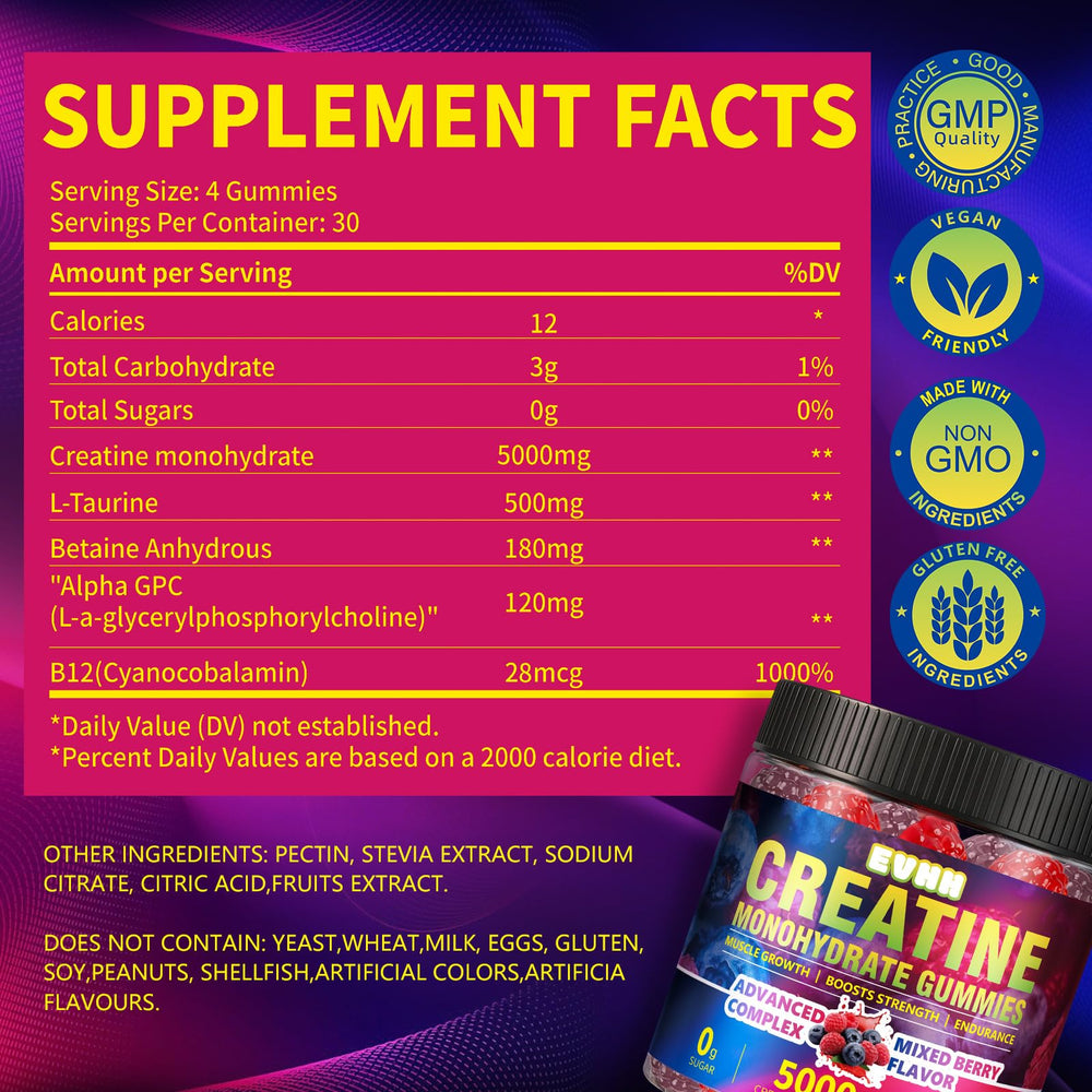 EVHH gomitas sabor mixed berry en primer plano, aroma y sabor apetitoso