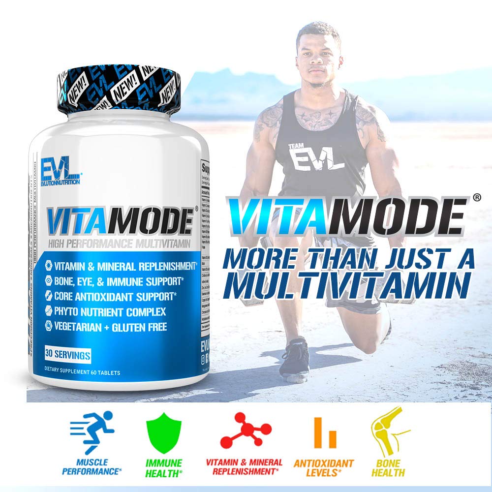 Empaque sostenible de EVL Advanced Daily Multivitamin enfatizando calidad