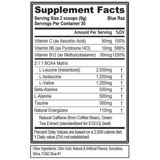 EVL BCAAs con cuchara medida, dosificación fácil para sesiones intensas.