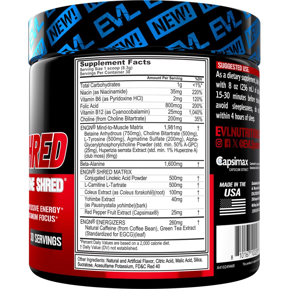 Evlution ENGN Shred polvo textura cercana que facilita mezcla rápida