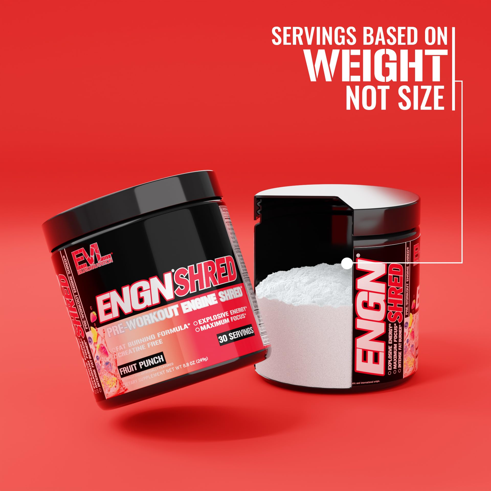 Evlution ENGN Shred servido en vaso antes de entrenar para energía inmediata