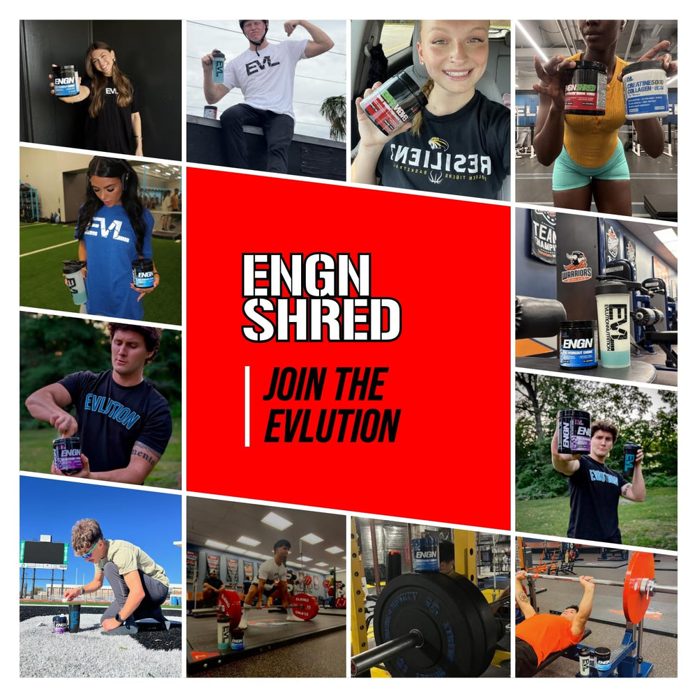 Atleta en gimnasio con ENGN Shred al fondo, Evlution mejora intensidad del entrenamiento