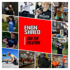 Atleta en gimnasio con ENGN Shred al fondo, Evlution mejora intensidad del entrenamiento