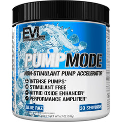 Evlution PumpMode envase frontal mostrando sabor y beneficio de pump
