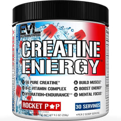 Evlution envase frontal Rocket Pop mostrando la marca y beneficio energía