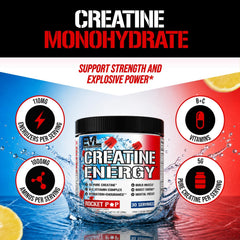 Polvo de EVL Creatine Energy textura fina que facilita mezcla rápida