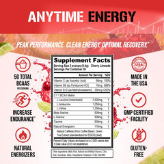 Evlution EVL BCAA Energy etiqueta con lista de ingredientes y beneficios visibles