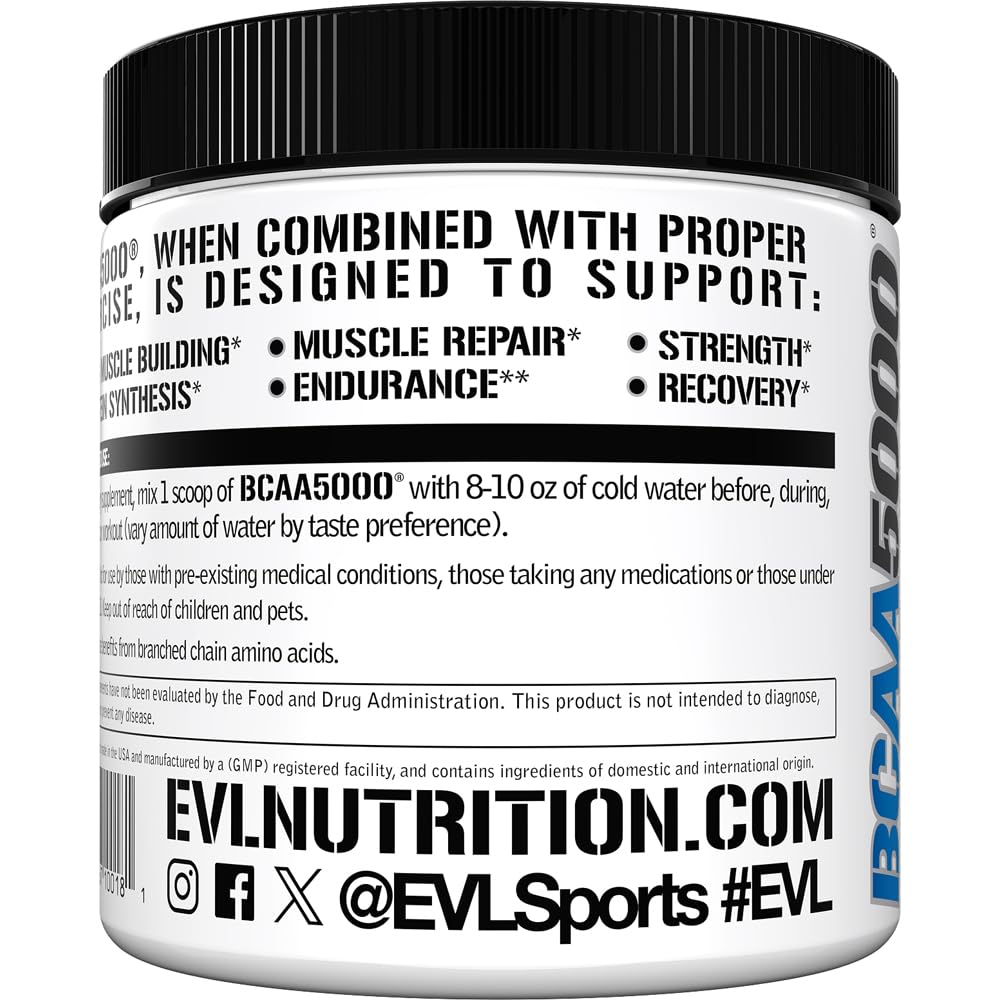 Evlution EVL BCAAs escala junto a mano para tamaño de porción y control de dosis