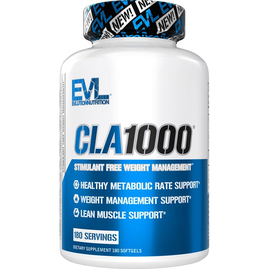 Evlution EVL frasco frontal mostrando etiqueta clara y cantidad de 180 cápsulas
