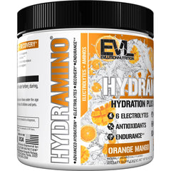 Evlution Hydramino envase junto a equipo de gimnasio ideal para entrenamiento