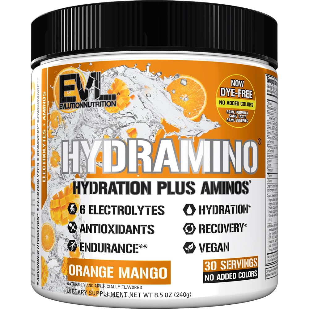 Evlution Hydramino frente del empaque mostrando beneficios de hidratación