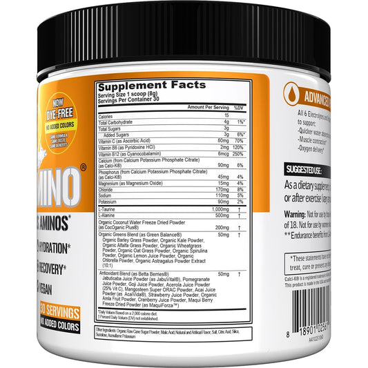 Evlution Hydramino polvo naranja mango detalle de textura para mezclar fácilmente