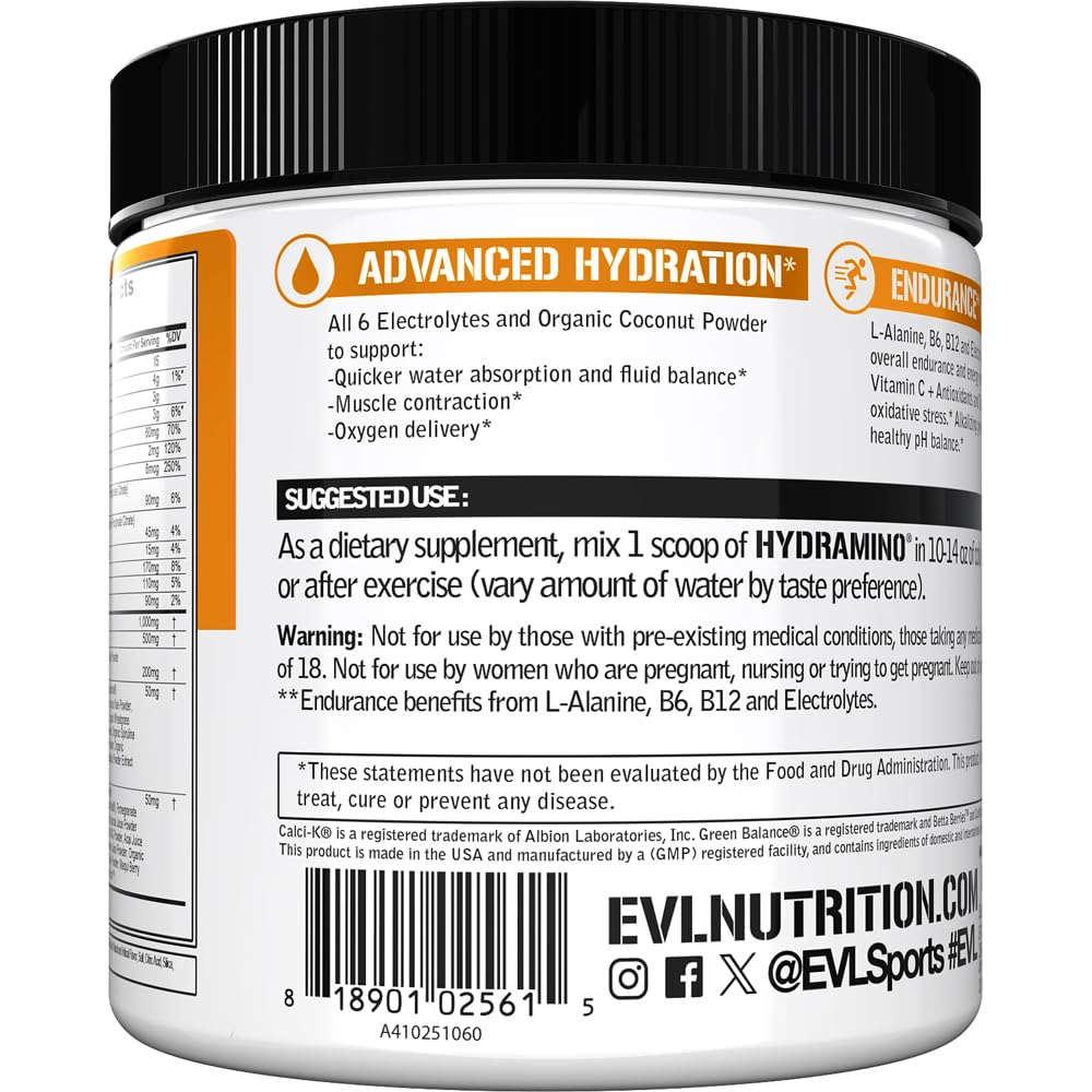 Evlution Hydramino bebida preparada en vaso listo para beber y rehidratar