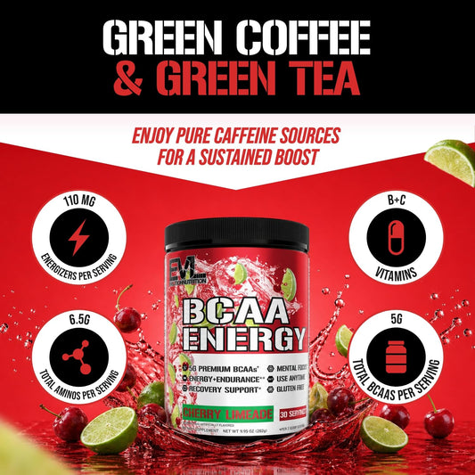 Evlution EVL BCAA Energy textura del polvo, mezcla fina para disolución rápida