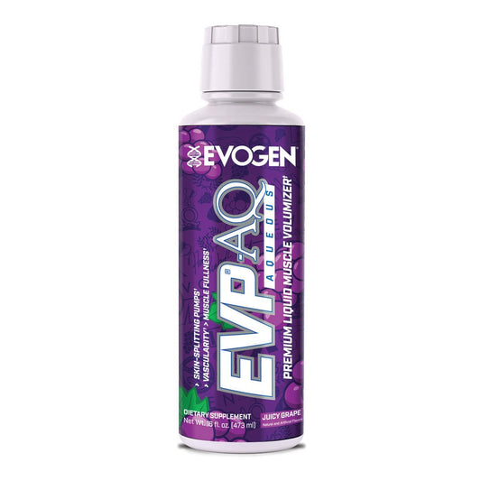 Evogen envase frontal mostrando etiqueta y sabor Juicy Grape, mejora estética