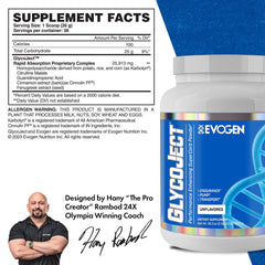 Evogen GlycoJect etiqueta en primer plano con ingredientes y uso claro