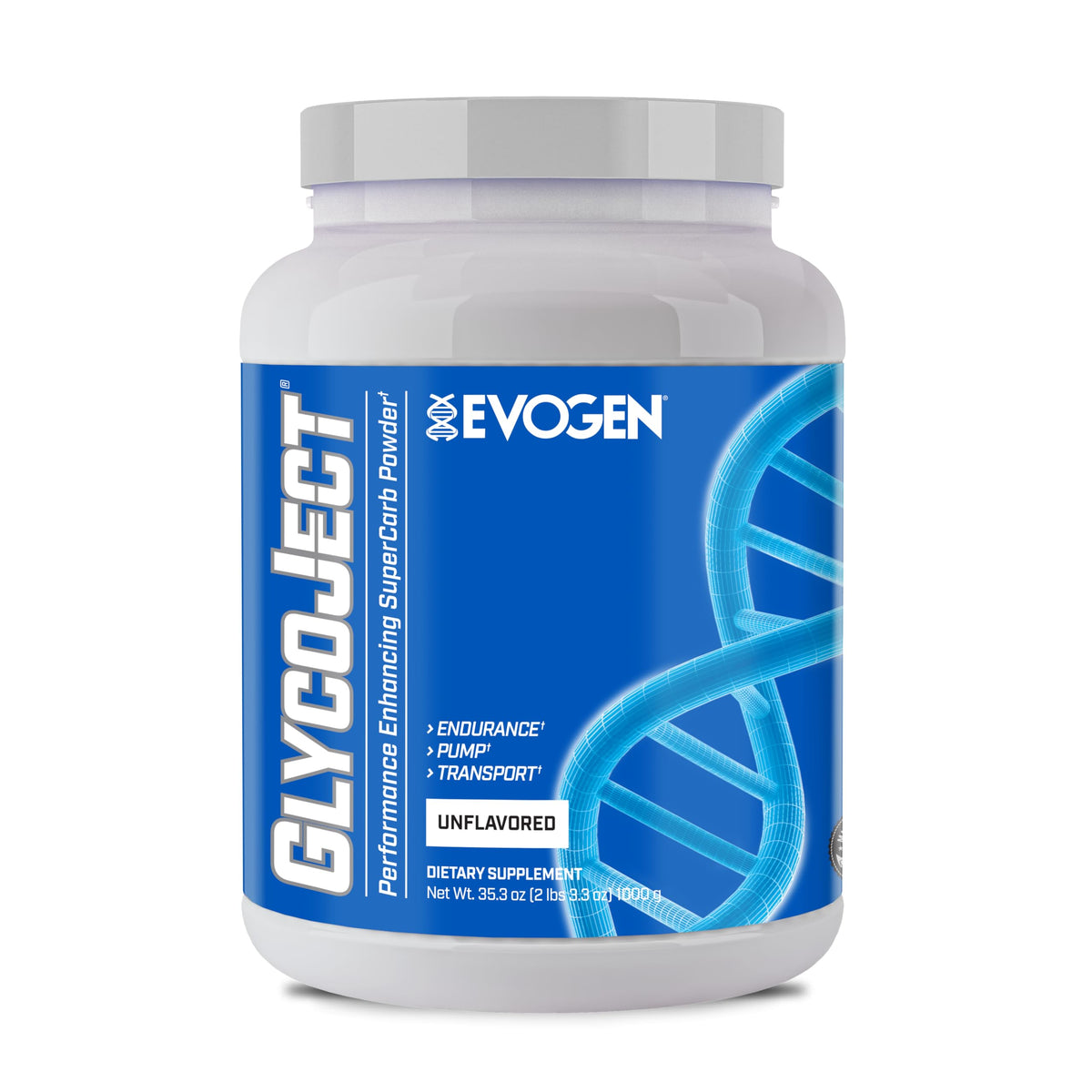 Evogen GlycoJect vista frontal del envase muestra presentación y beneficios
