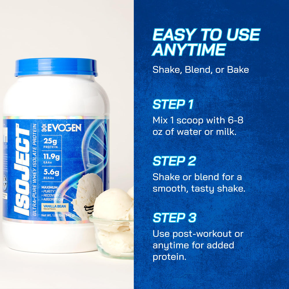 Batido de vainilla con Evogen Isoject servido, opción sabrosa y nutritiva