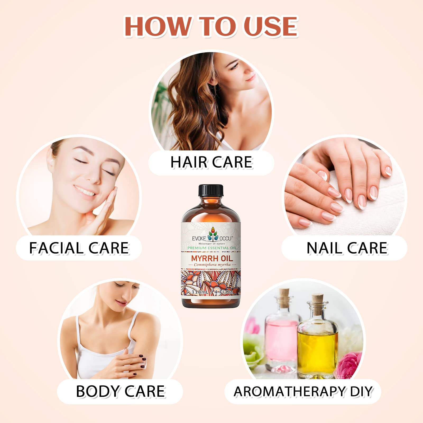 EVOKE OCCU aceite de mirra junto a jabón artesanal para uso cosmético natural
