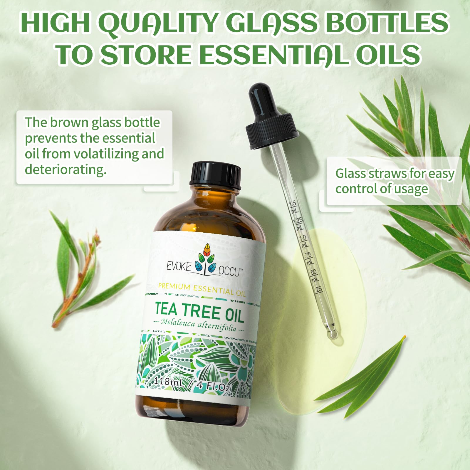 EVOKE OCCU botella en ambiente natural transmitiendo origen herbal
