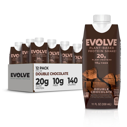 Evolve frente del envase mostrando doble chocolate y beneficios rápidos